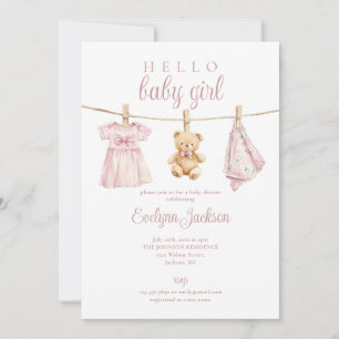 Invitation Baby shower de la ligne de vêtements pour fille ro