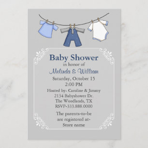 Invitation Baby shower de la ligne Vêtements pour 
