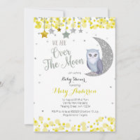 Baby shower de la lune d'hibou rose jaune