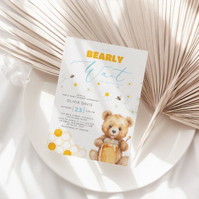 Invitation Baby shower de la marguerite, du miel et de l'ours (Créateur téléchargé)