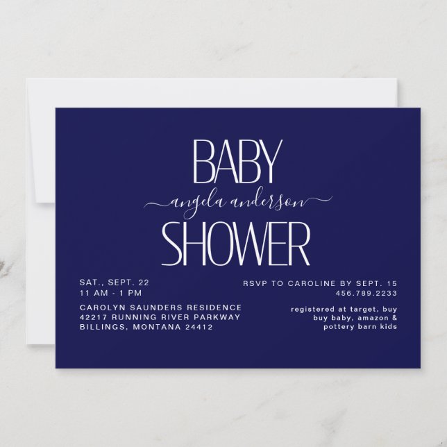 Invitation Baby shower de la marine (Devant)