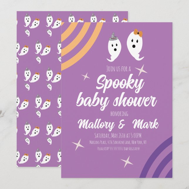 Invitation Baby shower de la partie Super d'Halloween Retro (Devant / Derrière)
