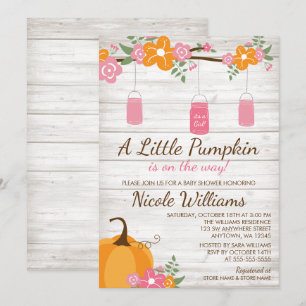 Invitation Baby shower de la petite Citrouille Mason Jars Fal
