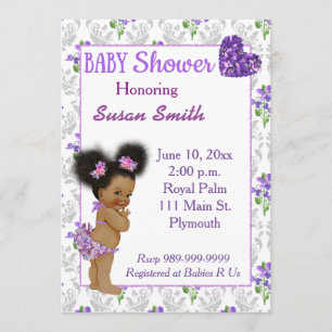 Invitation Baby shower de la petite fille afro-américaine