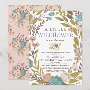 Invitation Baby shower de la petite fille Fleur sauvage