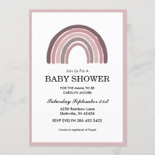 Invitation Baby shower de la petite fille Mauve Rainbow