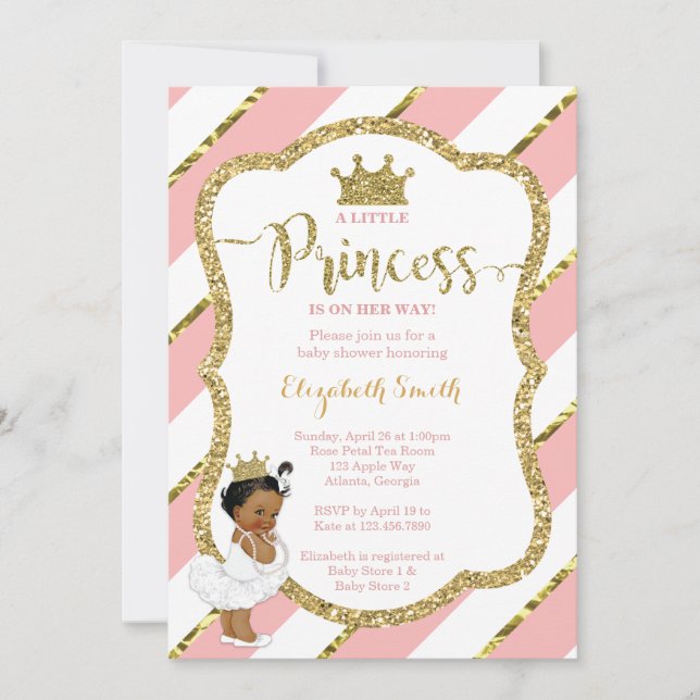Invitation Baby shower de la petite princesse, Fau (Devant)