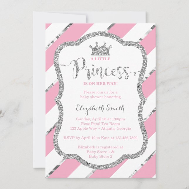 Invitation Baby shower de la petite princesse, Fau (Devant)