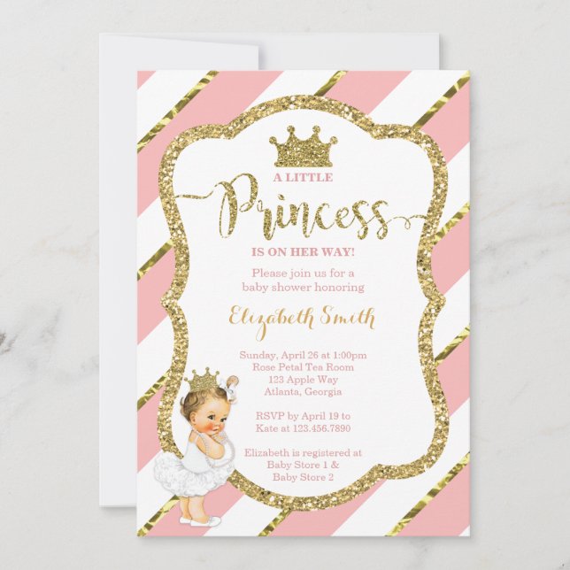 Invitation Baby shower de la petite princesse, Fau (Devant)