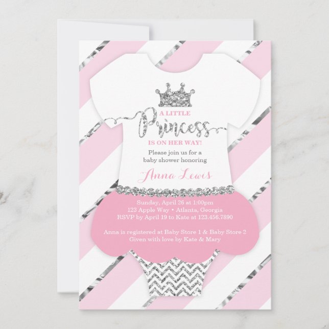 Invitation Baby shower de la petite princesse, Fau (Devant)