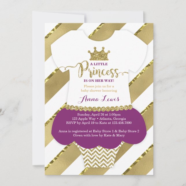 Invitation Baby shower de la petite princesse, Fau (Devant)