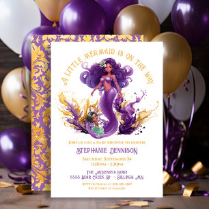 Invitation Baby shower de la petite sirène africaine américai