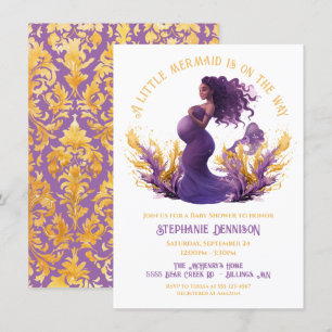 Invitation Baby shower de la petite sirène africaine américai