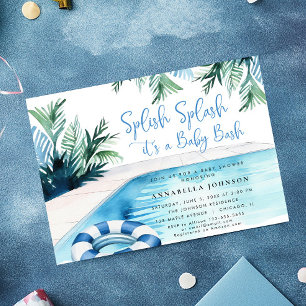Invitation Baby shower de la piscine bleu C'est un garçon