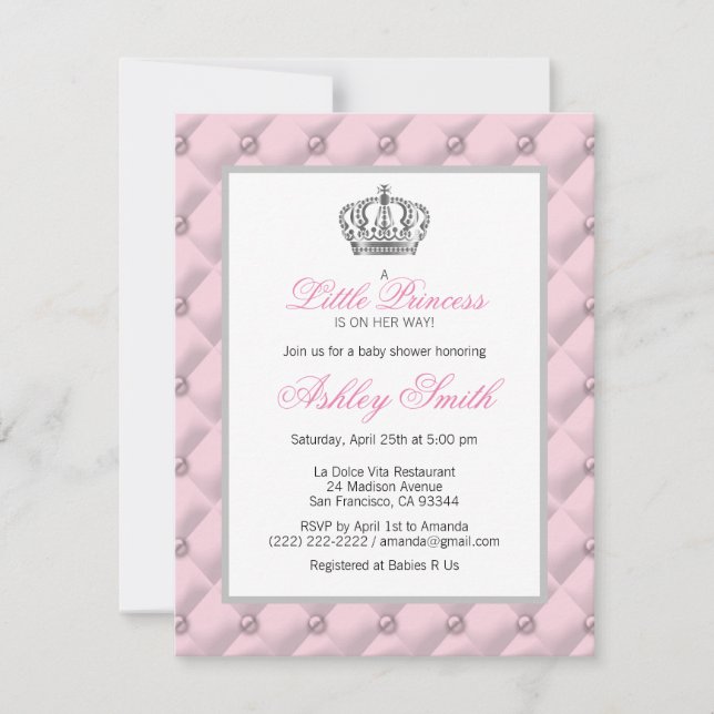 Invitation Baby shower de la princesse de la Couro (Devant)