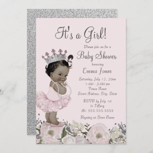 Invitation Baby shower de la princesse Florale rose africaine