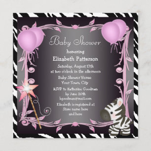 Invitation Baby shower de la princesse rose brune et magique