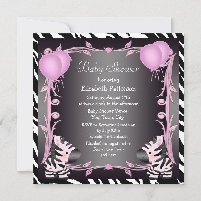 Invitation Baby shower de la princesse rose brune et magique (Devant)