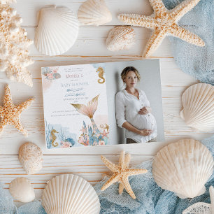 Invitation Baby shower de la queue de sirène rose