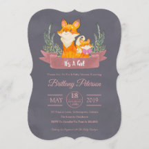 Invitation Baby shower de la Renard de Bois Rose