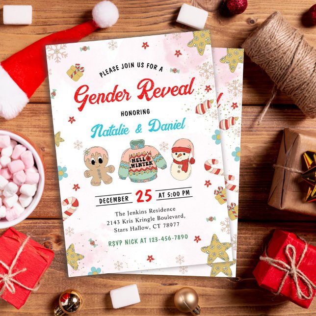 Invitation Baby shower de la révélation du genre de Noël (Créateur téléchargé)