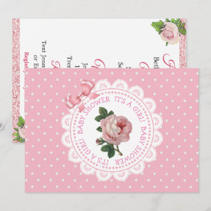 Invitation Baby shower de la Rose Pois rose