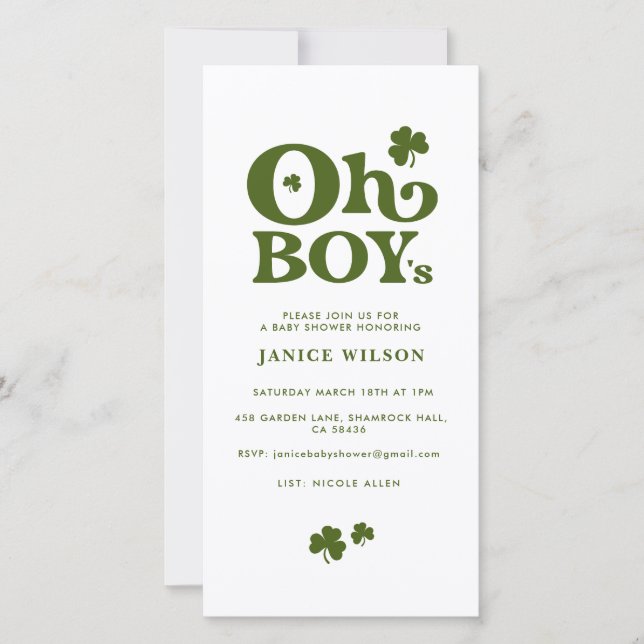 Invitation Baby shower de la Saint Patrick de Oh B (Devant)