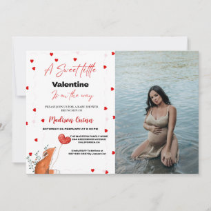 Invitation Baby shower de la Saint Valentin au coeur rose rou