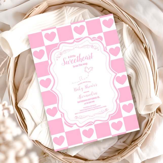 Invitation Baby shower de la Saint-Valentin rose (Créateur téléchargé)