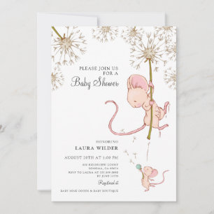 Invitation Baby shower de la souris à aquarelle simple