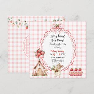 Invitation Baby shower de la souris Cupcake fraise