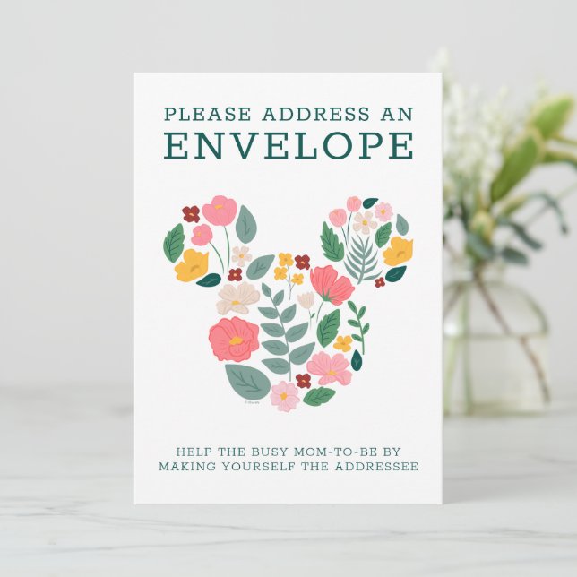 Invitation Baby shower de la souris Floral Minnie (Debout devant)