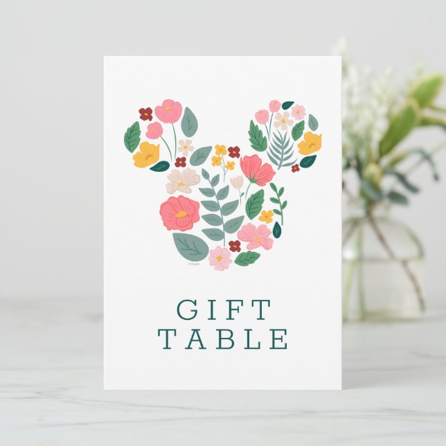 Invitation Baby shower de la souris Floral Minnie (Debout devant)