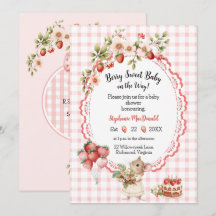 Invitation Baby shower de la souris fraise