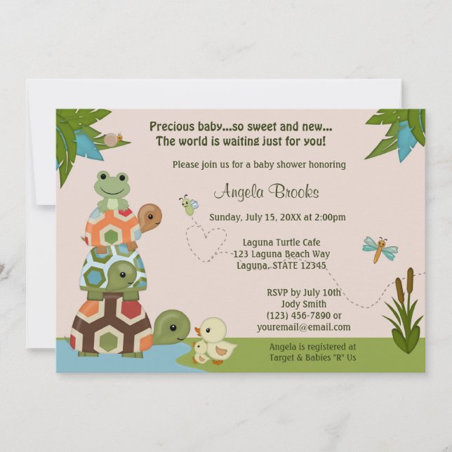 Invitation Baby shower de la tortue de Laguna FLC (Devant)
