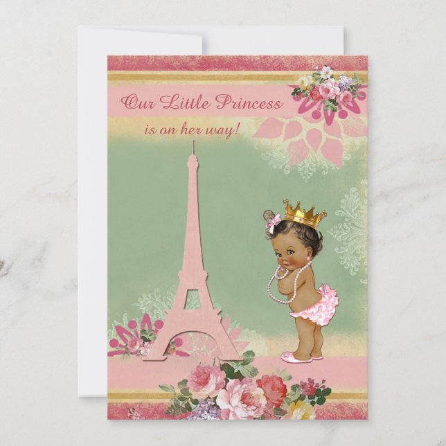 Invitation Baby shower de la Tour Eiffel (Devant)