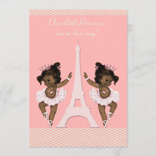 Invitation Baby shower de la tour Eiffel Ballerina Twins
