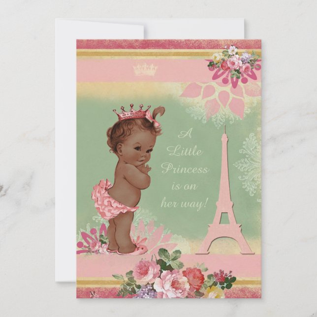 Invitation Baby shower de la Tour Eiffel Princesse Ethnique v (Devant)