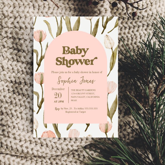 Invitation Baby shower de la tulipe rose (Créateur téléchargé)