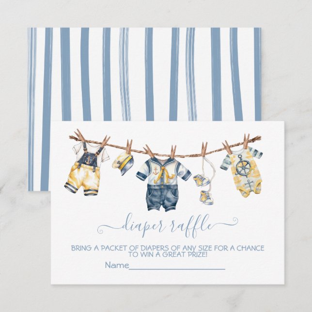 Invitation Baby shower de la voile Clothesline Déchets Raffle (Devant / Derrière)