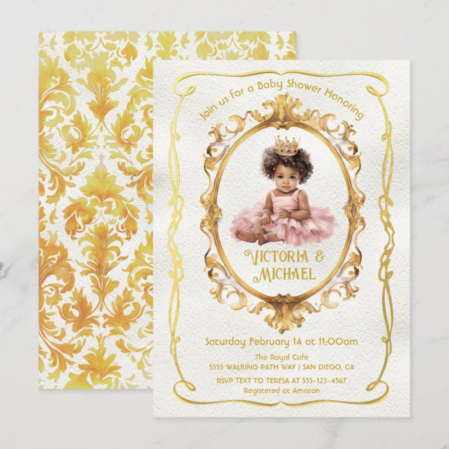 Invitation Baby shower de l'Afro-Américaine (Devant / Derrière)