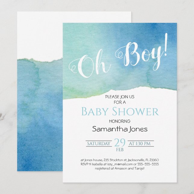 Invitation Baby shower de Laguna (Devant / Derrière)