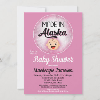Invitation Baby shower de l'Alaska Funny Filles roses Invitat