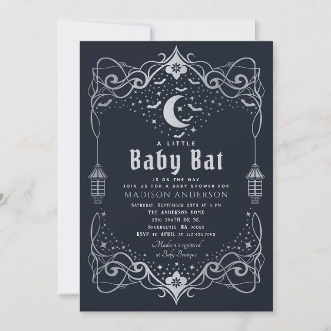 Invitation Baby shower de lanterne gothique pour bébé lune d' (Devant)