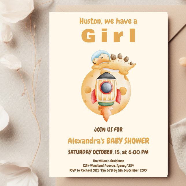 Invitation Baby shower de l'astronaute Dinosaur (Créateur téléchargé)