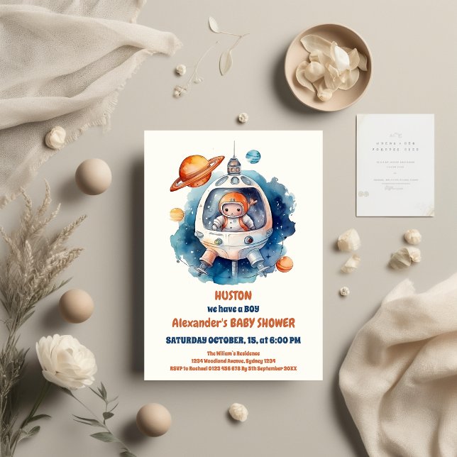 Invitation Baby shower De L'Espace Extérieur Houston Nous Avo (Créateur téléchargé)