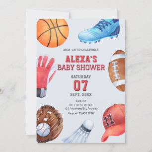 Invitation Baby shower de l'icône Sports