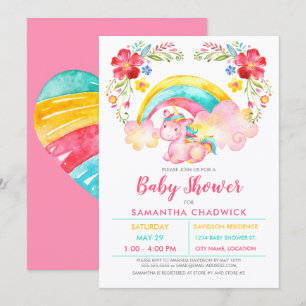 Invitation Baby shower de licorne magique pour filles