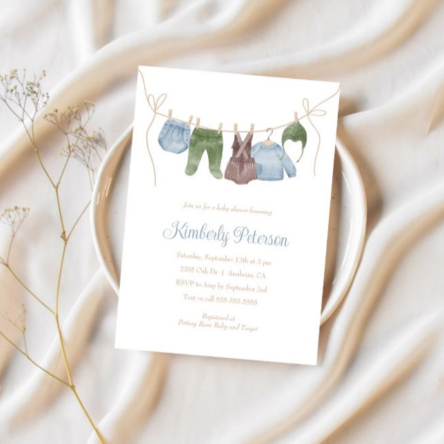 Invitation Baby shower de ligne Boho Boy (Créateur téléchargé)