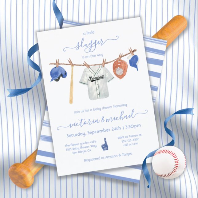 Invitation Baby shower de ligne de baseball en petite lâche (Créateur téléchargé)